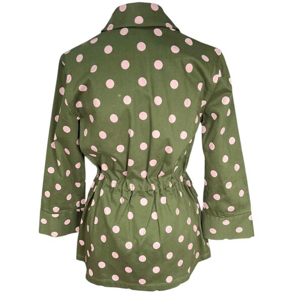 Halogen x Atlantic-Pacific Olive Green Polka Dot Utility Jacket Size Small NWOT - Picture 4 of 14